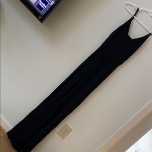 Black front lace detail maxi dress